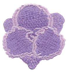 Applique flower design featuring overlapping lavender petals with a smooth, soft texture and minimalist style.