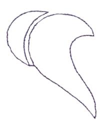 Stylized shell outline in simple line art, featuring smooth curves and a symmetrical shape, perfect for quilting.
