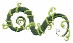 Stylized vine with dark green flowing design and light green curly tendrils, ideal for quilting projects.
