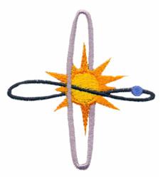 Sun with Orbiting Planet - 4x4 sunflower beginner-friendly embroidery design for decorative pillow covers