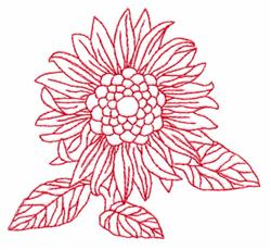 Sunflower - 4x4 sunflower redwork machine embroidery design for Throw Pillows