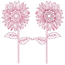 detailed summer sunflower redwork machine embroidery pattern - Sunflowers Redwork for decorative pillow covers