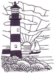 lighthouse beginner-friendly machine embroidery - Sunrise Lighthouse for decorative pillow covers