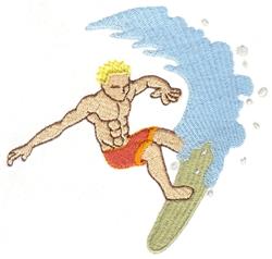 detailed boy machine digital embroidery pattern - Surfer Boy perfect for Hats