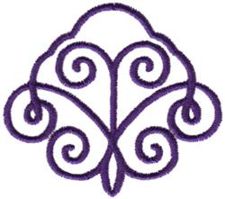 Intricate swirl design featuring elegant curves in deep purple, showcasing an ornamental pattern with rich detail.