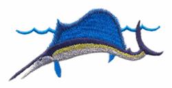 beginner-friendly swordfish machine embroidery pattern - Swordfish for kitchen tea towels