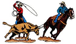detailed roping machine embroidery pattern - Team Roping perfect for reusable tote bags
