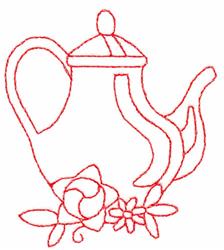 quick stitch teapot redwork machine embroidery pattern - Teapot for decorative pillow covers
