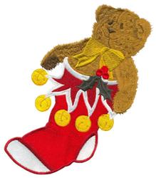 detailed christmas bear machine embroidery pattern - Teddy in Stocking for Kids Room Decor
