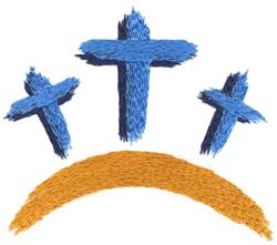 detailed cross machine embroidery pattern - Three Crosses for decorative pillow covers
