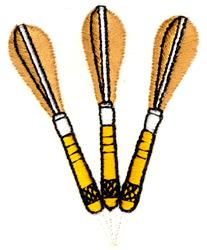beginner-friendly dart machine embroidery pattern - Three Feathered Darts for Sports Gear