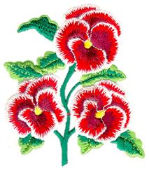 detailed pansie machine embroidery pattern - Three Pansies for decorative pillow covers