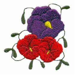 pansie beginner-friendly machine embroidery - Three Pansies for decorative wall hangings