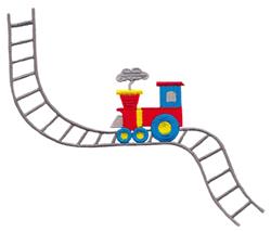Toy Train - 6x10 train detailed machine embroidery design for Kids T-Shirts