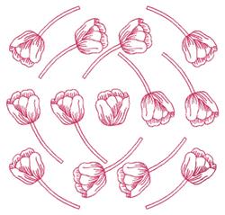 Tulip Redwork - tulip redwork machine embroidery design perfect for kitchen aprons