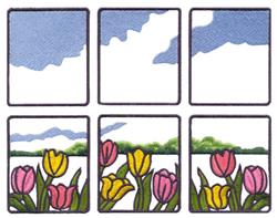 tulip detailed machine embroidery - Tulip Window Scene for Personalized Gifts