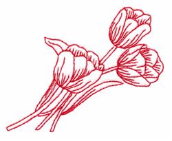 quick stitch spring tulip redwork machine embroidery pattern - Tulips for decorative pillow covers