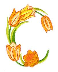 Tulips Oval - 4x4 tulip beginner-friendly embroidery design for kitchen tea towels
