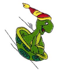 Turtle Sledding in Shell - 4x4 shell beginner-friendly embroidery design for Backpacks