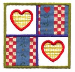 beginner-friendly heart applique machine embroidery pattern - Two Hearts for patchwork quilt blocks