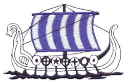 detailed ship machine embroidery pattern - Viking Ship perfect for reusable tote bags