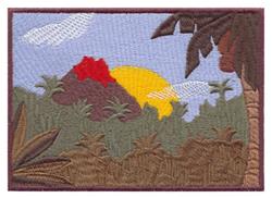 scene detailed machine embroidery - Volcano Scene perfect for decorative pillow covers