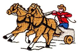 beginner-friendly race machine embroidery pattern - Wagon Race for reusable tote bags