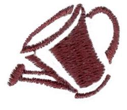 Playful watering can in rich burgundy with bold outlines, perfect for decorative kitchen towels.
