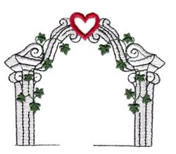 Wedding Arch - 4x4 heart detailed machine embroidery design for patchwork quilt blocks