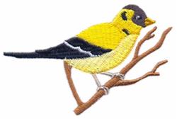 beginner-friendly bird machine embroidery pattern - Willow Goldfinch for kitchen tea towels