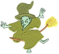 detailed halloween witch machine embroidery pattern - Witch on Broom for Themed Party Decor