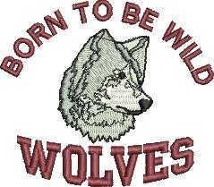 beginner-friendly mascot machine embroidery pattern - Wolves Mascot for Team Hoodies