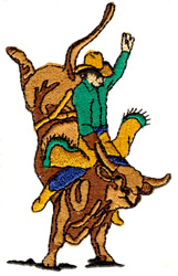Bull Rider Embroidery Small Bull Rider Embroidery Design | EmbroideryDesigns.com
