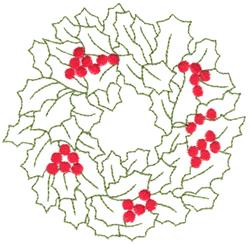 beginner-friendly christmas leaf machine embroidery pattern - Wreath for kitchen tea towels