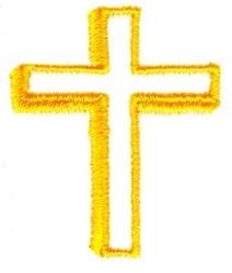 Yellow cross outlined in bold yellow with an empty center, showcasing a simple and clean design for religious occasions.