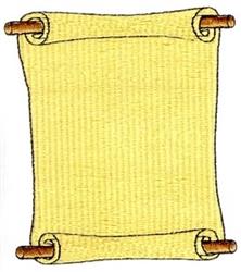 Yellow scroll with a textured surface and wooden ends, designed in a cartoonish style for playful embroidery.