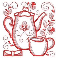beginner-friendly leaf redwork machine embroidery pattern - Basic Tea Time for decorative pillow covers