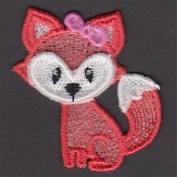 FSL fox with reddish-brown fur, white tail, and a pink bow, exuding a whimsical charm.