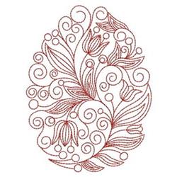 Redwork Easter Egg - 4x4 leaf redwork embroidery design for decorative pillow covers