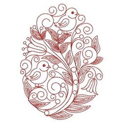 beginner-friendly easter leaf redwork machine embroidery pattern - Redwork Easter Egg for Table Linens