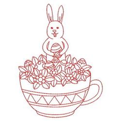 Redwork Easter - 4x4 bunny rabbit redwork embroidery design for Spring Tablecloths