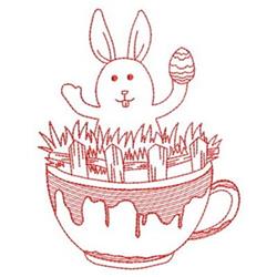 quick stitch easter bunny rabbit redwork machine embroidery pattern - Redwork Easter for kitchen tea towels