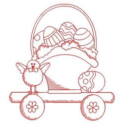 Redwork Easter Train - 4x4 bird redwork embroidery design for reusable tote bags