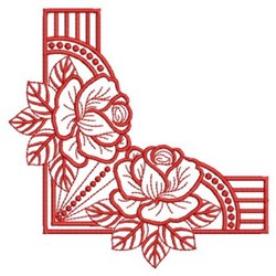 Redwork Rose Corner Embroidery Design | EmbroideryDesigns.com