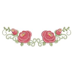 ＊ローズページ＊ Pink Rose Corner Embroidery Design | EmbroideryDesigns.com