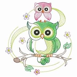 beginner-friendly owl machine embroidery pattern - Sketched Owl Stack for reusable tote bags