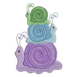 Stack Snails - 4x4 snail detailed machine embroidery design perfect for kitchen aprons