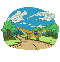 tree detailed machine embroidery - Airplane Scene perfect for patchwork quilt blocks