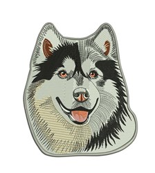 detailed puppy dog machine embroidery pattern - Alaskan Malamute for decorative wall hangings