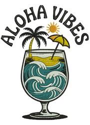detailed summer tree machine embroidery pattern - Aloha Vibes for reusable tote bags